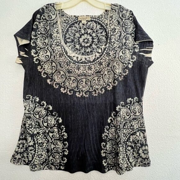 One World Tops - One World Womens Top, Flutter Sleeves, Plus Size 1X